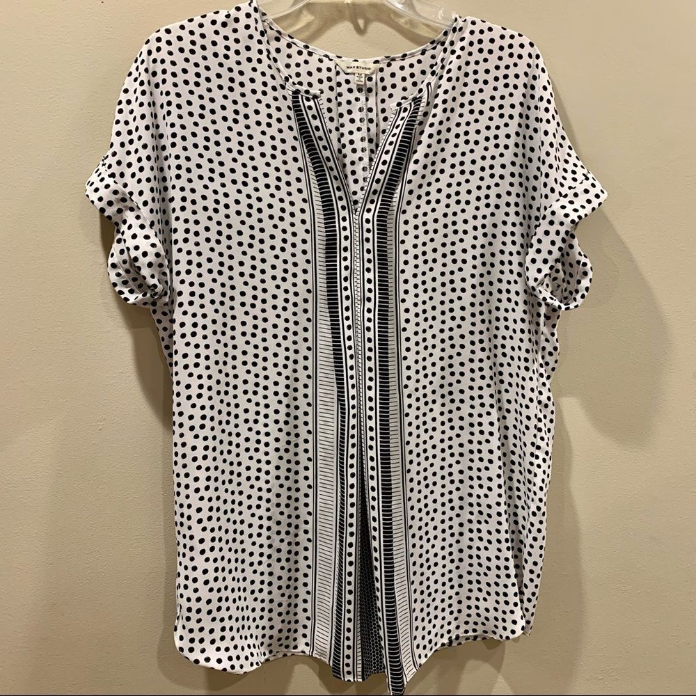 Max Studio Black & White Striped Top‎ XL
